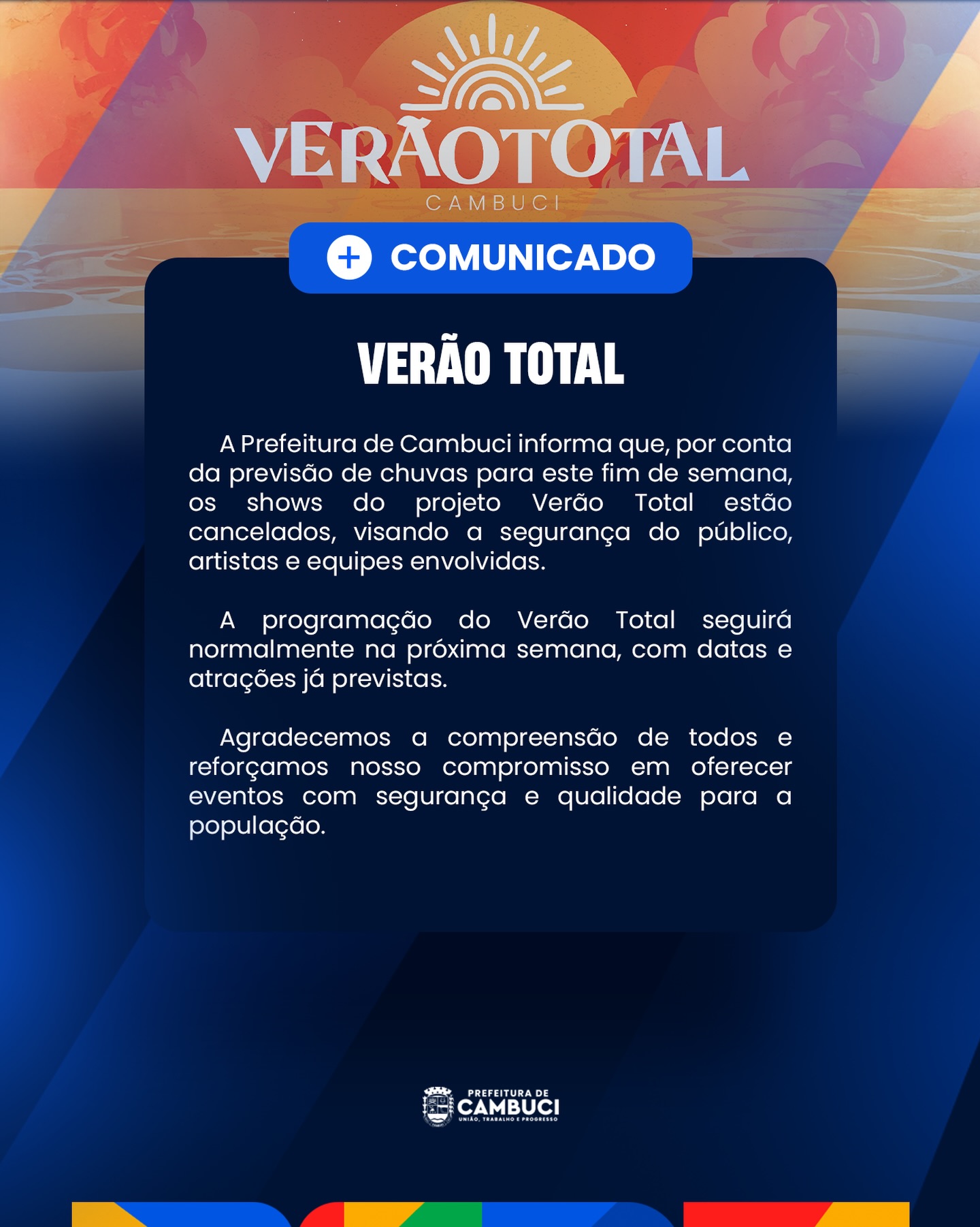 COMUNICADO - VERÃO TOTAL